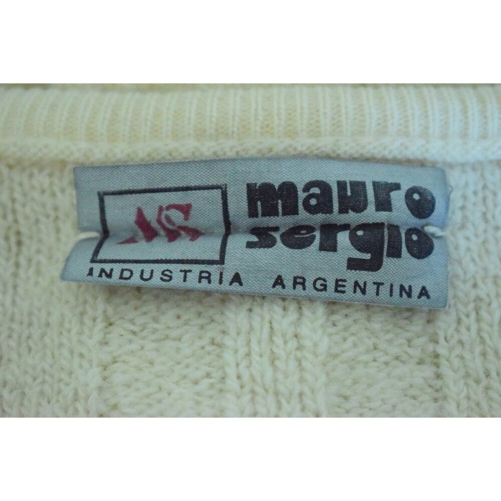 Vintage Cropped Cream Cardigan |‎ 80's acrylic-wool cable knit sweater - Picture 8 of 10